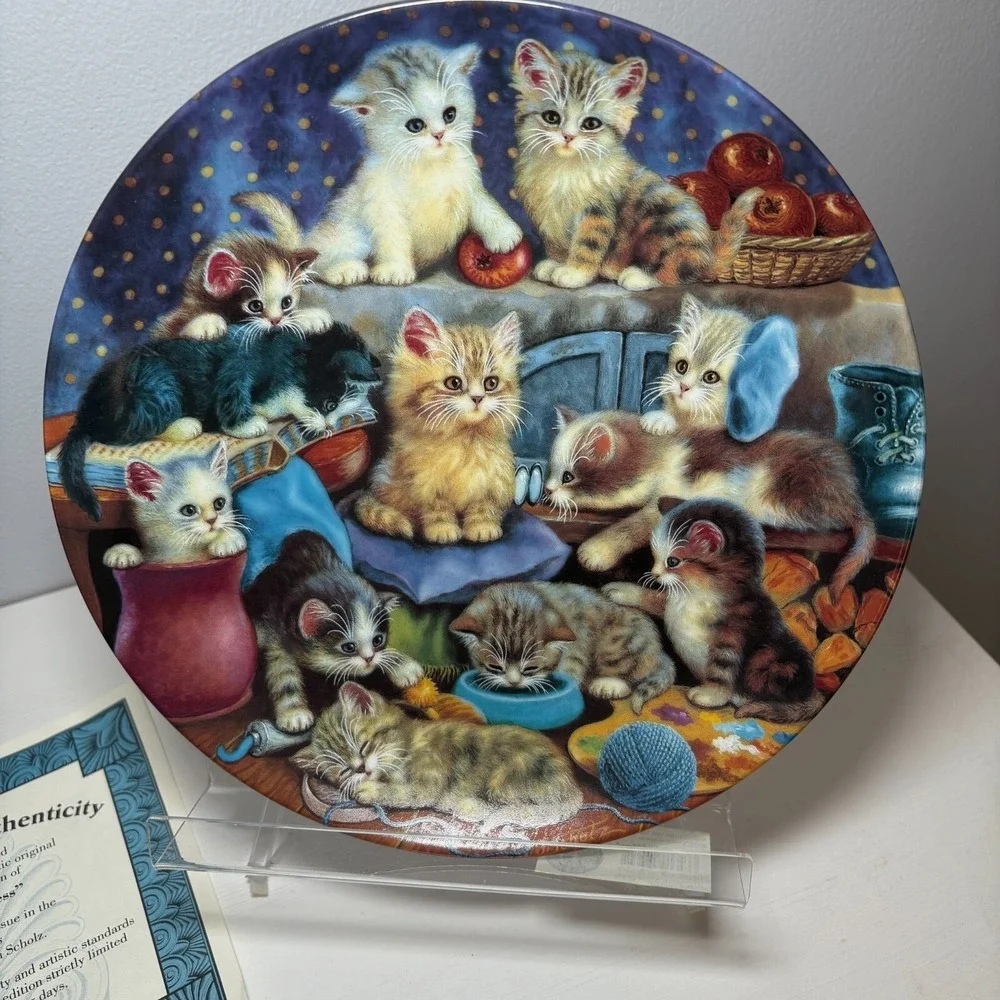 Vtg Litter Rascals FRISKY BUSINESS Porcelain Plate BRADFORD EXCHANGE Cats Kitten